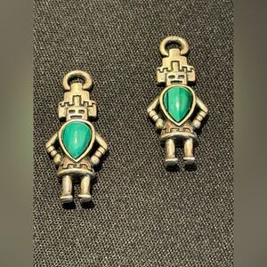 2 Carolyn Pollack 925 Sterling Silver & Malachite Hemis Kachina Charms